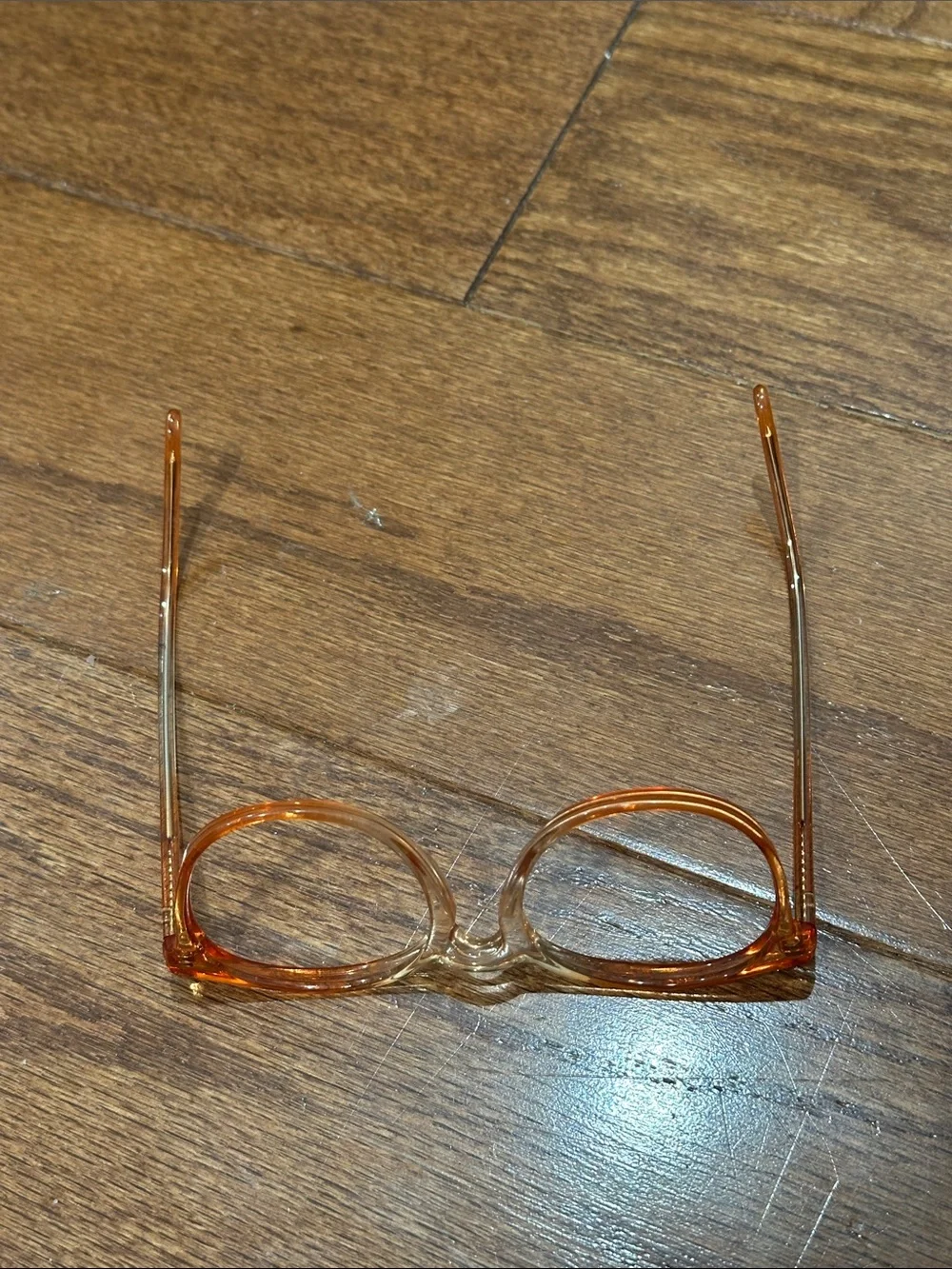 Panto Clear Orange Round Frame Glasses—no lenses